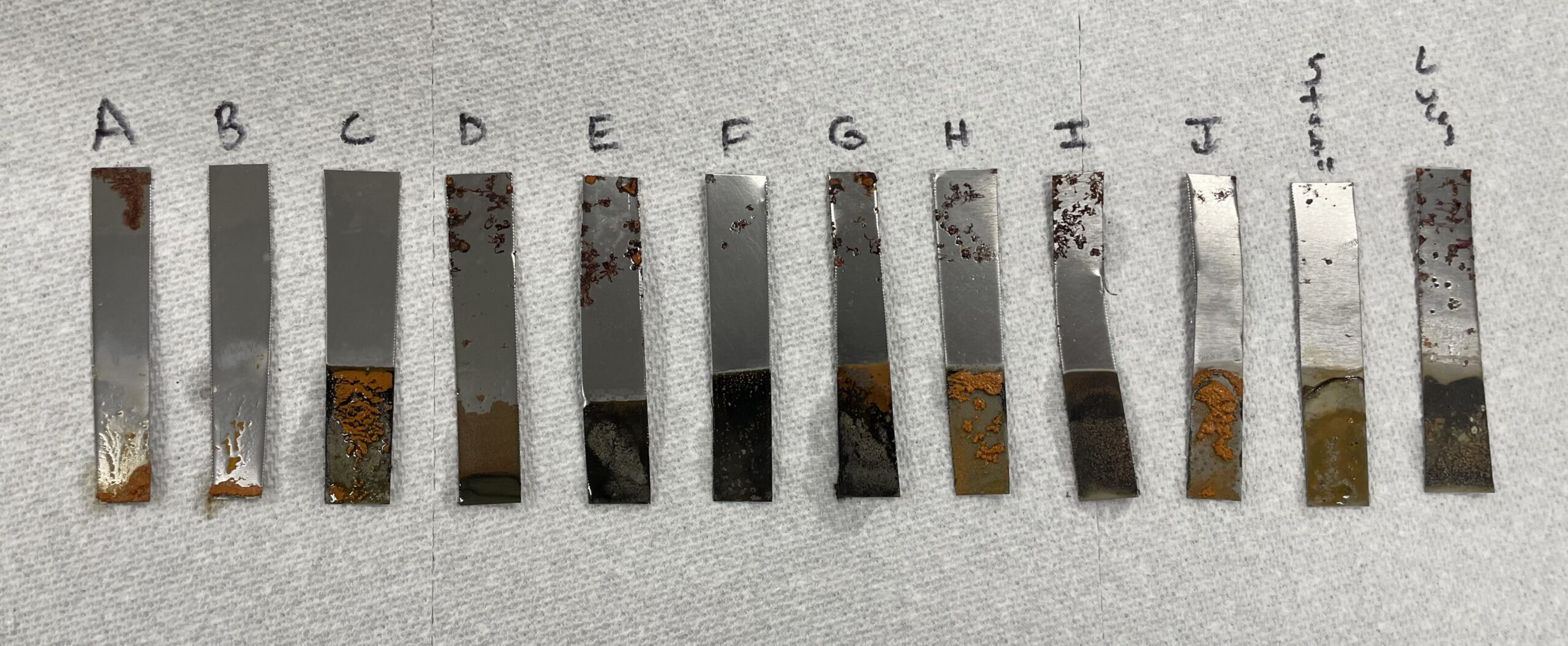 Various strips of rusted steel